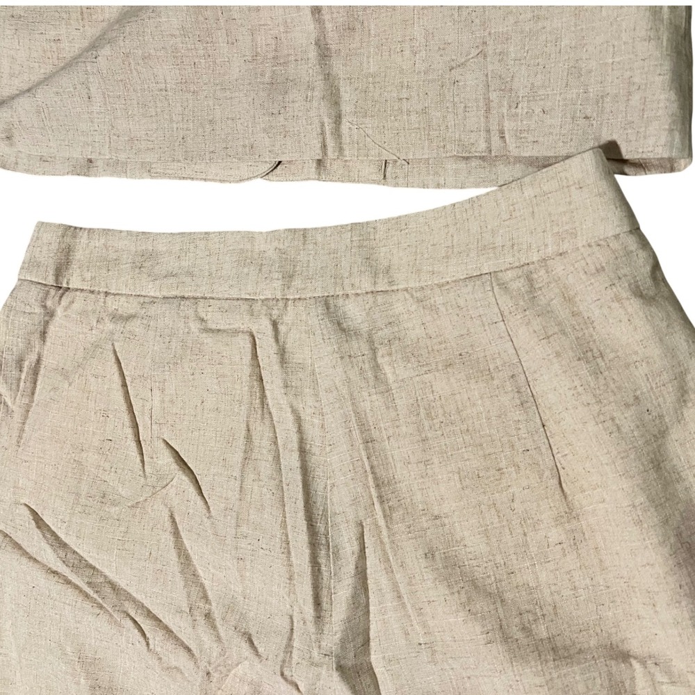 Commense Linen Blend Vest Top Shorts Set‎ Women's Beige Sleeveless Casual - Picture 6 of 7